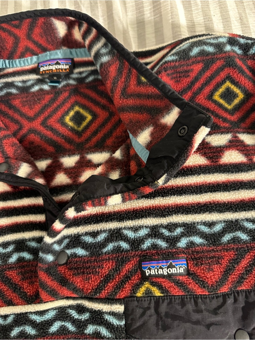 Patagonia Synchilla Men's Fleece Sweater - Red Multi, XL, Excellent